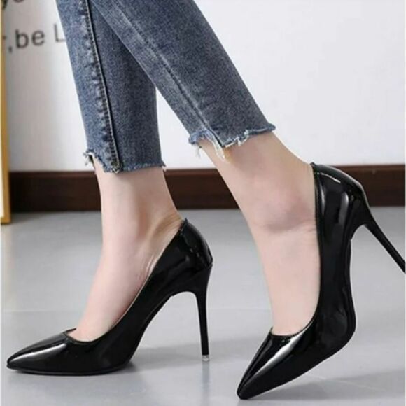 SCHUTZ LOU POINTED TOE LEATHER WOMEN"S HIGH HEEL STILETTOS PUMP - Picture 1 of 13